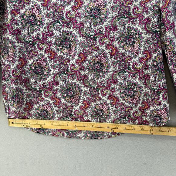 J. Crew Boho Tunic Top Women's L Petite Multicolor Print Long Sleeve V-Neck - Picture 9 of 9